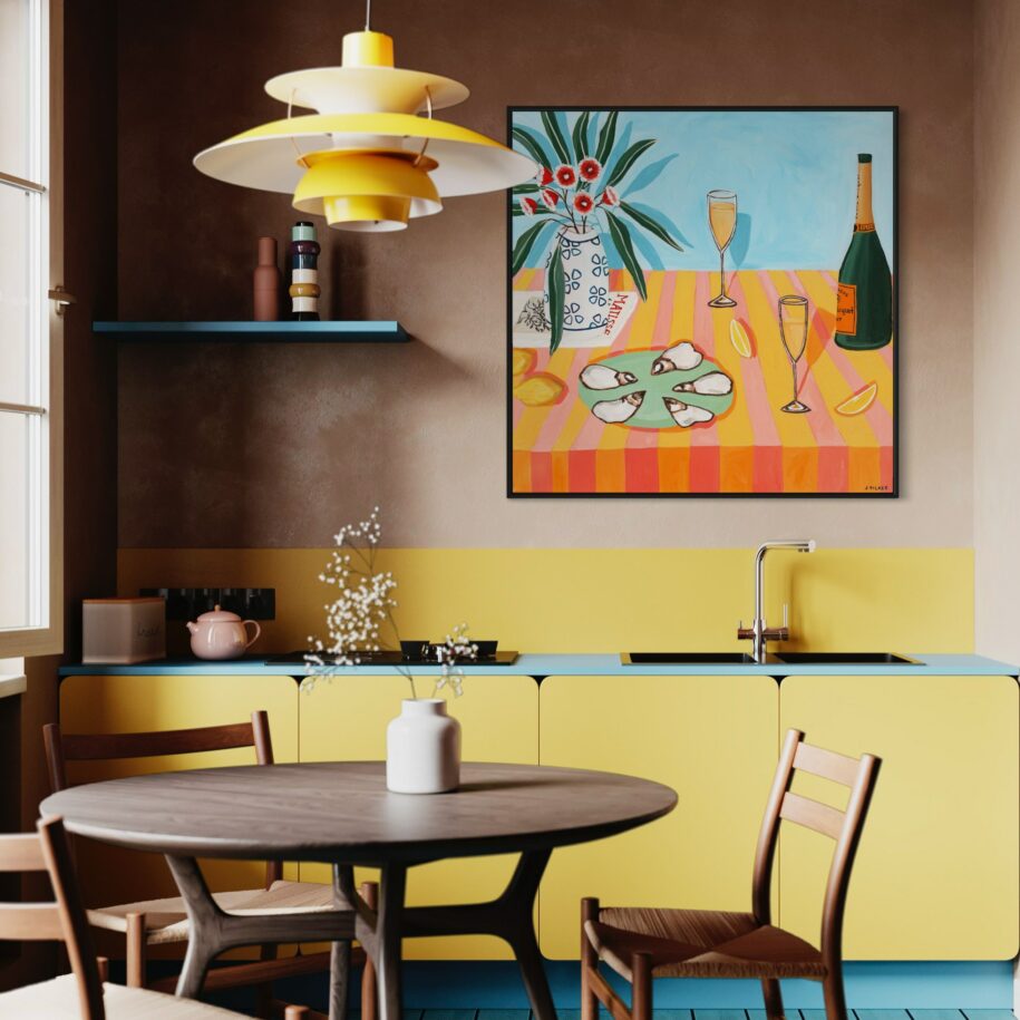 Bubbles and Oysters on Pink and Yellow